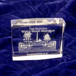 World War II Memorial Glass 3D Paperweight