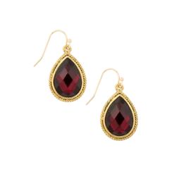 Red Room Siam Faceted Teardrop Earrings