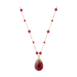 Red Siam Faceted Briolette Pendant Necklace