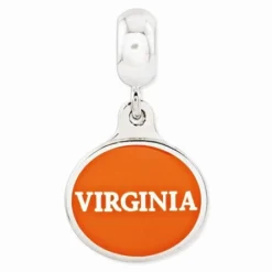 Sterling Silver University Of Virginia Collegiate Enameled Dangle Bead