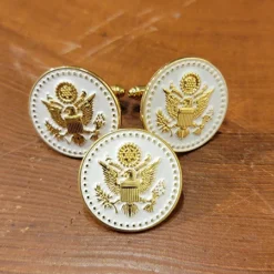 White And Gold Great Seal Cufflinks And Lapel Pin Set