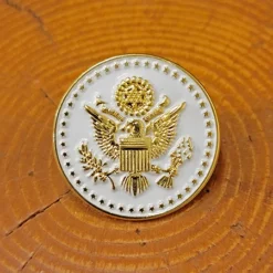 White And Gold Great Seal Lapel Pin